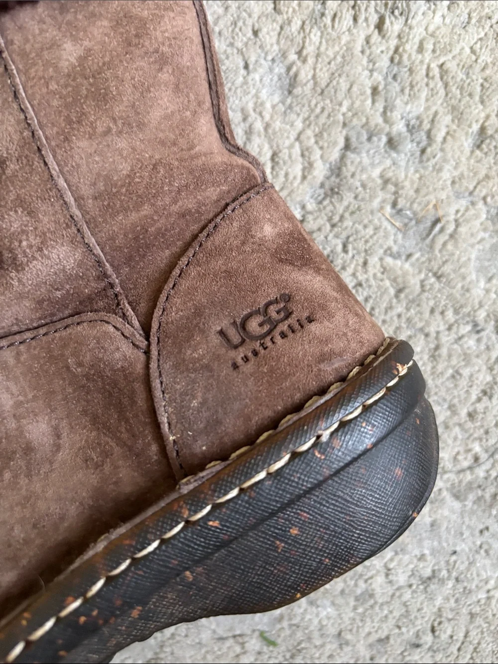 UGG Brown Suede Knit Cuff Women's Short Winter Boots